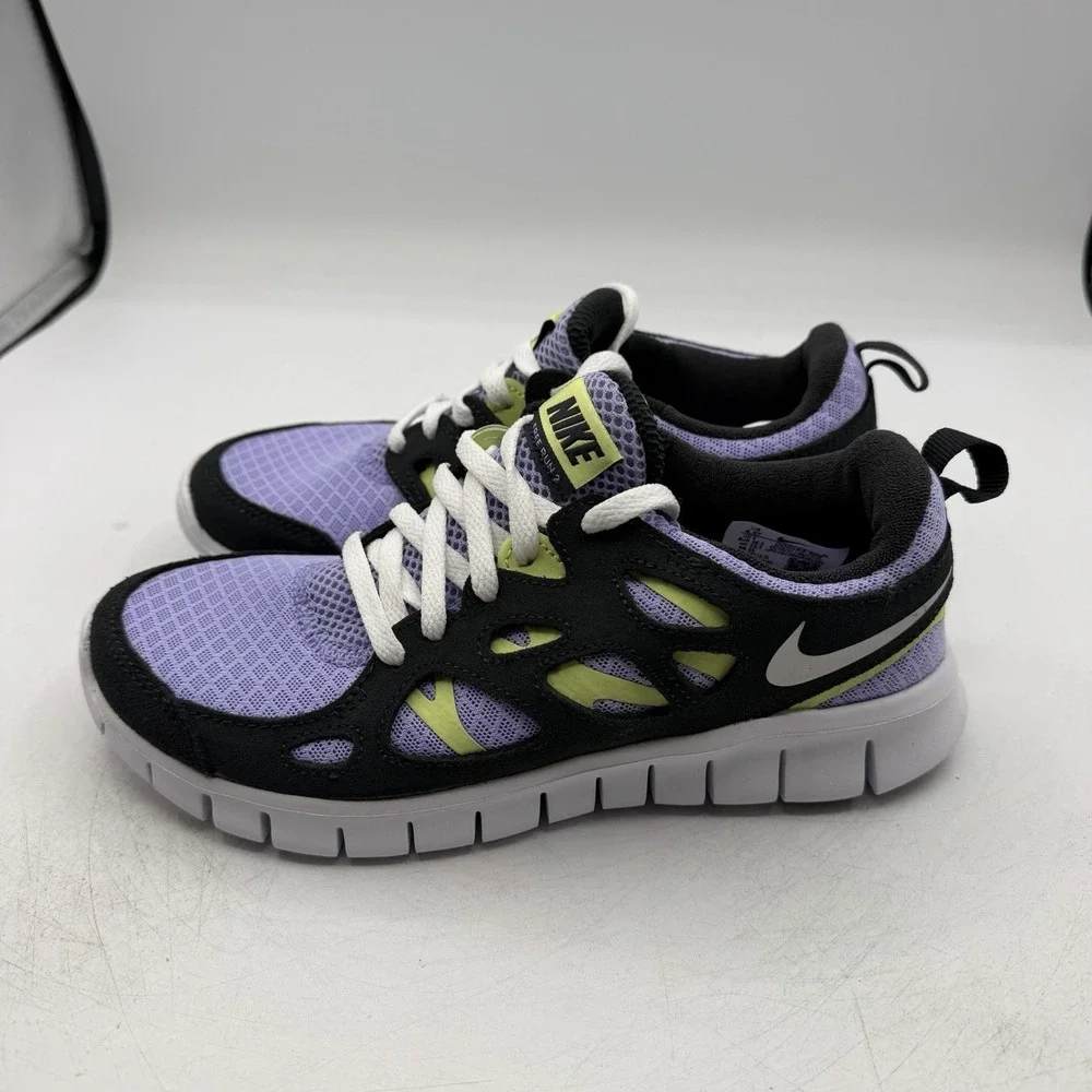 Nike Free Run 2 GS Shoes Size Kids 4.5 Y Womens 6 Purple Pulse Light Lemon Twist